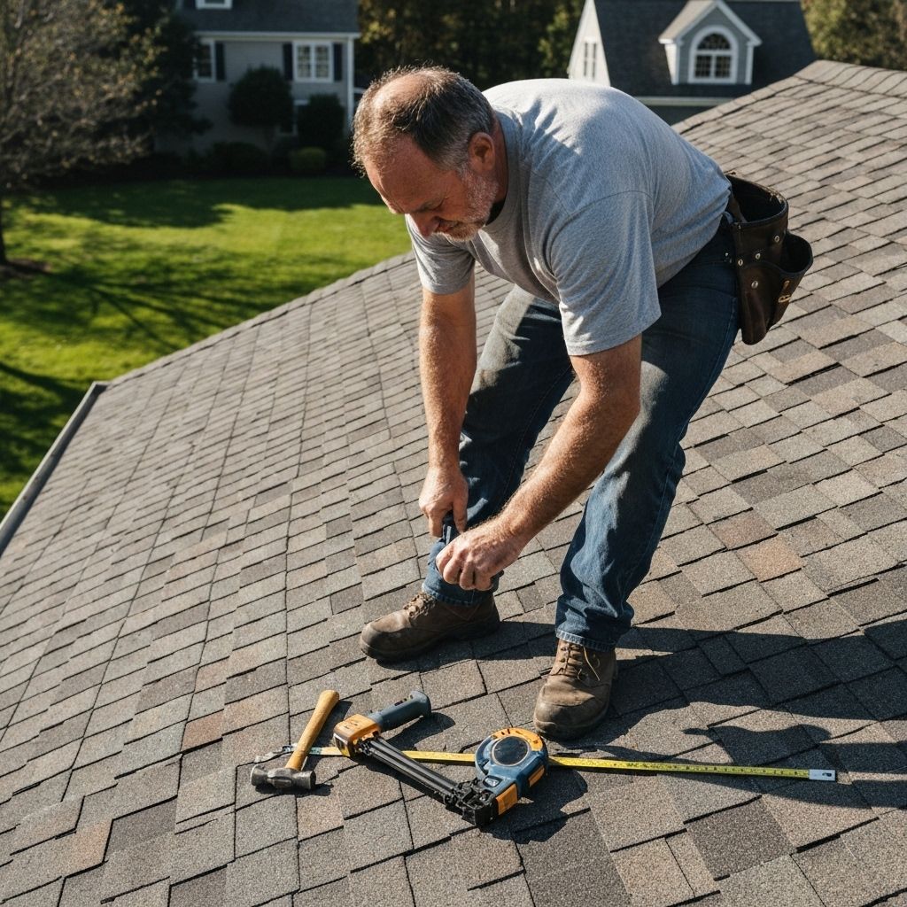 Professional roofer working
